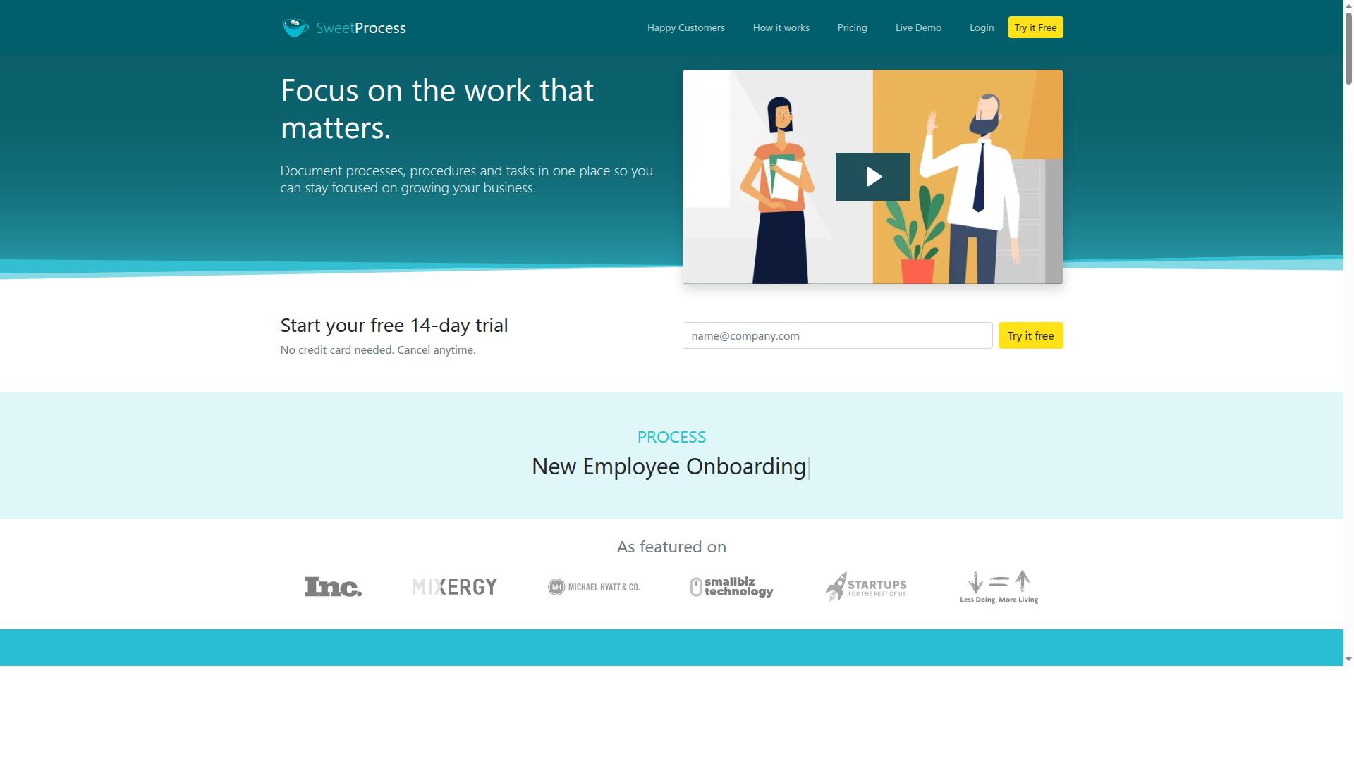 SweetProcess website
