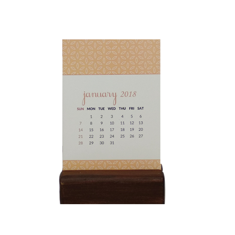 2018 Reversible Boxed Desk Calendar with Pine Wood Stand
