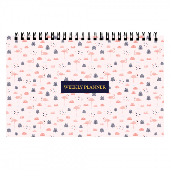 Weekly Desk Planner Flamingo NoteBook Stand – Daily Schedule, Notes & Reminders
